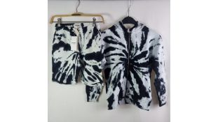Finger In The Nose Joey Hoodie and Short Set, Black Tie Dye, Size 8/9 Yrs