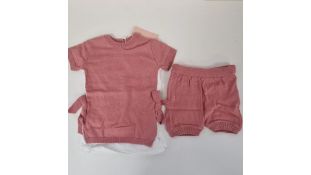 Three Mon Tresor Baby Outfit, Top and Shorts, Size 12 Months, Pink