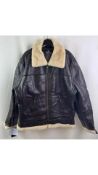 Genuskin Aviator Bomber Jacket, Brown, Size XL