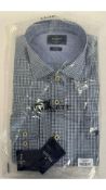 Hackett Men's Slim Fit Autumn Mini Check Shirt, Blue, Size Large