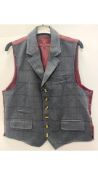 Harvey Parker Men's Waistcoat, Blue Check, Size XL