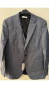 Reiss Men's 3 Piece Suit, Airforce Blue, Jacket Size 42, Trousers Size 36