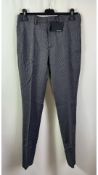 Two The Kooples Men's Formal Slim Fitting Trousers, Grey Check, Size 44