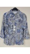 Bianca Women's Button Up Paisley Blouse, Blue, Size 10 UK