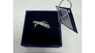 Swarovski Rhodium Plated Rows Ring, Size 50, 5572716