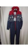 One Piece Men's Norwegian Heritage Onesie, Navy and Red, Size L