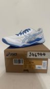 Asics Women's Gel Tactic 12 Trainers, White, Light Blue, UK 8.5