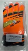 Eight Pairs Junior Football Gloves, Orange, Size 3, Latex