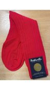 Two Pairs Pantherella Men's Pembrey Long Cotton Socks, Scarlet, Size UK 7.5-9.5