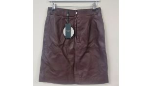 Hobbs Leather Annalise Skirt, Dark Plum, Size 10 UK