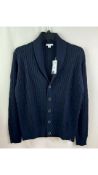 Brax Men's James Shawl Collar Wool Blend Cardigan, Navy, Size XL