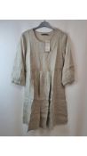 Gudrun Sjoden Women's 3/4 Sleeved Lela Midi Dress, 100% Linen, Beige, Size M,