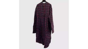Lee Valley Men's Flannel Nightshirt, Purple Navy Tartan, Size Small