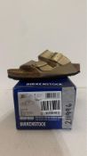 Birkenstock Arizona BS Birko Flor Sandals, Narrow Fit, Gold, UK 5