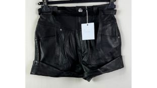 L'Academie Women's Leather Shorts, Black, Size S