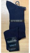 Three Pantherella Men's Long Anklet Merino Socks, Navy, Size UK 5.5-6