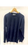 Sabre London Men's Lambswool Sweater, Navy, Size L