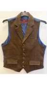 Harvey Parker Men's Waistcoat, Brown/Navy, Size M