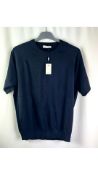 SuitSupply Men's Short Sleeve CrewneckTop, Navy, XXL
