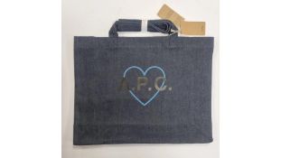 A.P.C. Saint Valentin Denim Shopping Tote Bag, Size 18
