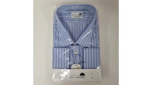 Three Woods of Shropshire Men's Long Sleeve Shirt, Blue Stripe, Size 22
