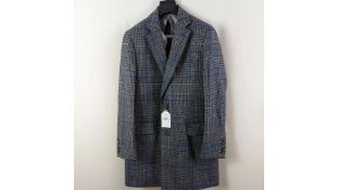Hackett Men's SR Wool Double Face Pow Blazer, Grey, Blue, Size 38R