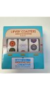 Three Packs of Lifver Set of 6 Coasters, Grey/White