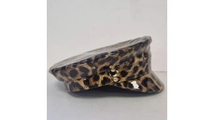 Manokhi Officers Hat Leopard Print, Size Large
