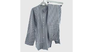 Magee Men's Irish Cotton Grandad Pj Pants, White & Blue, Size XXL