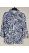 Bianca Women's Button Up Paisley Blouse, Blue, Size 12 UK