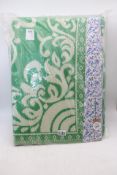 Four Rice Recycled Plastic Carpet, Green Design W Flower Borders, Size 150 X 210cm