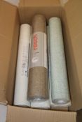 Five Wallpaper Rolls to include 1x Grandeco, Green, PM1116, 3x Rasch, Off White Metallic, 539233, 1x