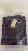 Lee Valley Ireland Men's Flannel Grandfather Shirt Cotton Shirt, Navy Red, Size M