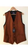 Two L.A. Smith Men's Plain Country Waistcoat, Rust, Size XL