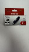 Four Canon 6443B001/551 BKXL Ink Cartridge, Black, 5.53K Pages, 11ml