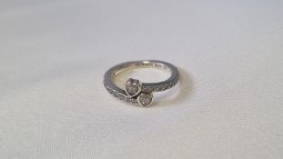 Pandora Sterling Silver Sparkling Hearts Ring, Size 48