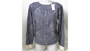 Scotch & Soda Men's Merino Wool Blend Jacquard Pullover, Navy/Cream, Large