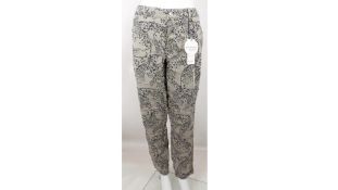 Oui Camel and Grey Patterned Women's Trousers, Small, EU 36