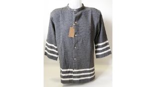 Playa London Men's Regular Black and Cream Shirt, Medium