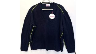 from Future Women's Oversized V-Neck with Contrast Stitching, Navy, Size L