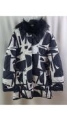 Tinta Women's Fur Lined Hooded Coat, Black/White, UK 12