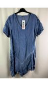 Two Kekoo Women's Short Sleeve Asymmetric Dresses, Blue, UK 14-16