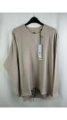 Stronger Women's Laze Rib Long Sleeve Top, Beige, Size XL