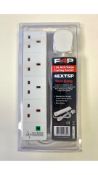 Eight F4P 4 Gang Extension Socket Surge Spike Protected with 2m Flex Lead, White