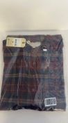 Lee Valley Ireland Men's Flannel Grandfather Shirt Cotton Shirt, Navy Red, Size L