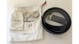 Salvatore Ferragamo Men's Gancini Belt, Black/Grey, Size 110cm