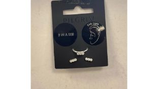 Two Pilgrim Samanda Earrings, Silver Plated/Crystal