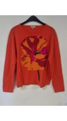Kitted Women's Cashmere Womens Large Flower Jumper, Orange, Size 2