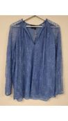 Atos Lombardini Womens Long Sleeve Lace Blouse, Blue, Size 46 IT/14 UK