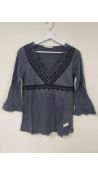 Odd Molly Lace Vibration Blouse, Asphalt, Size 6-8